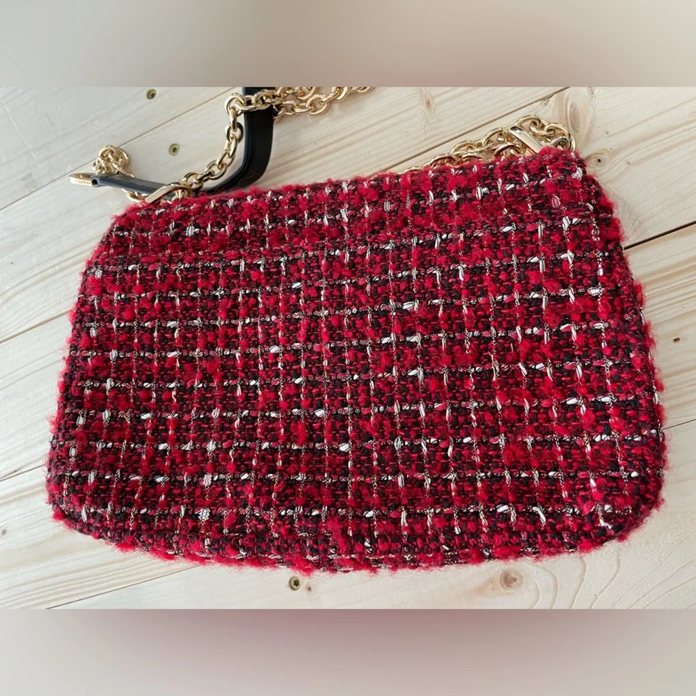 MICHAEL‎ KORS RED TWEED SOHO CHAIN CROSSBODY BAG